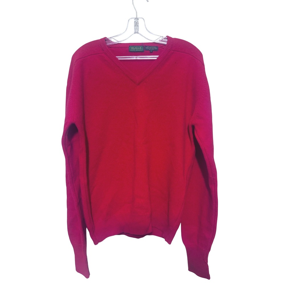 Vintage Byford Red Lambswool V-Neck Sweater Mens Large Preppy Grandpacore